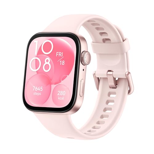 HUAWEI Watch FIT 3, Bluetooth Anrufe, GPS，Smartwatch, Aluminum Case, iOS&Android, 1,82" AMOLED-Display, Bis zu 10 Tage Akkulaufzeit, Umfassendes Gesundheits&Fitness-Management, Rosa Fluorelastomer von HUAWEI