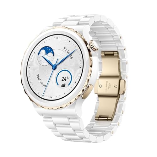 HUAWEI Watch GT 3 Pro 43mm Smartwatch, Keramikgehäuse, Saphirglas, Tauch Modus,Lange Akkulaufzeit, Herzfequenz- und SpO2 Überwachung,Menstruationszyklus Tracker, weißes Keramikband von HUAWEI