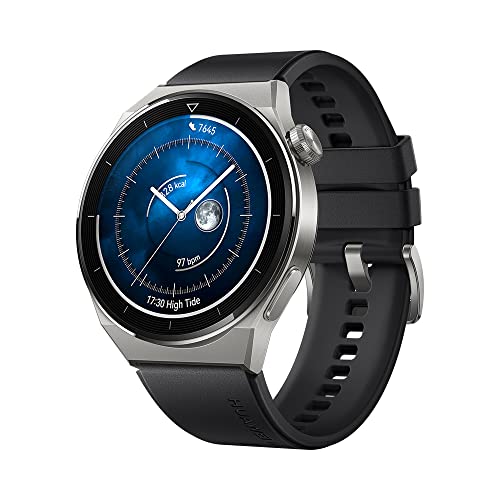 HUAWEI Watch GT 3 Pro 46mm Smartwatch, Titangehäuse, Saphirglas, Tauch Modus,Lange Akkulaufzeit, dratlosses Aufladen,Herzfequenz- und SpO2 Überwachung, Bluethooth Anrufe, schwarz von HUAWEI