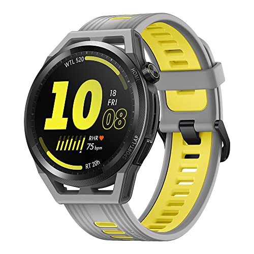 HUAWEI Watch GT Runner Smartwatch, grau, 46mm; Armband: Grau/Gelb, Silikon 55028114 von HUAWEI