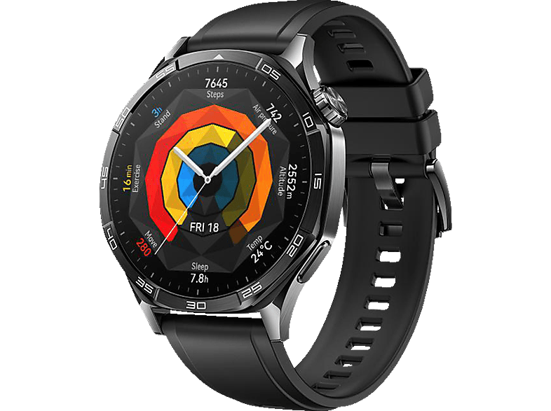 HUAWEI Watch GT5 46 MM Smartwatch Fluorelastomer, 140-210 mm, Black von HUAWEI