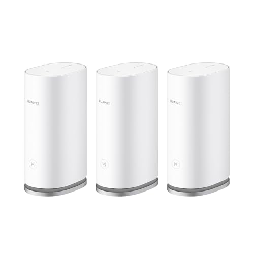 HUAWEI WiFi Mesh 3, AX3000 Whole Home Wi-Fi 6 Mesh Router, 3er-Pack, Abdeckung bis zu 400 m², insgesamt 9 GE Ports, HomeSec™ Sicherheit, Keine DSL-Funktion, exklusiv bei Amazon von HUAWEI