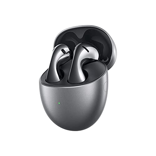 Huawei FreeBuds 5 Wireless Bluetooth 5.2 Kopfhörer, iOS & Android, mit hochauflösendem Zertifikat, Open-Fit-Design, doppelte Verbindung, 30 Stunden Akkulaufzeit, IP54, Silber von HUAWEI