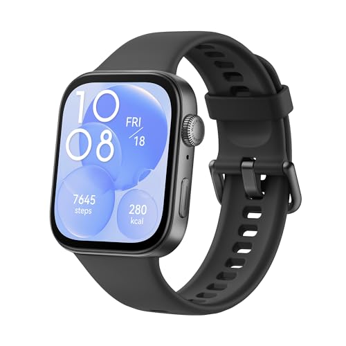 Huawei Watch FIT 3, 1,82″ AMOLED-Display, Ultraschlankes Design, Bluetooth-Anrufe, Bis zu 10 Tage Akkulaufzeit, Kompatibel mit iOS & Android, Umfassendes Health & Fitness-Management, GPS, Schwarz von HUAWEI