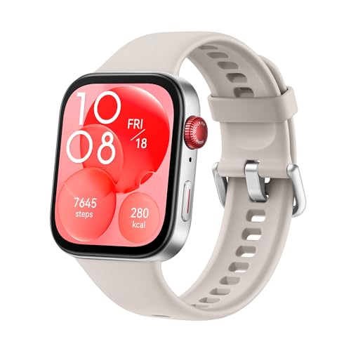 Huawei Watch FIT 3, 1,82″ AMOLED-Display, Ultraschlankes Design, Bluetooth-Anrufe, Bis zu 10 Tage Akkulaufzeit, Kompatibel mit iOS & Android, Umfassendes Health & Fitness-Management, GPS, Weiß von HUAWEI