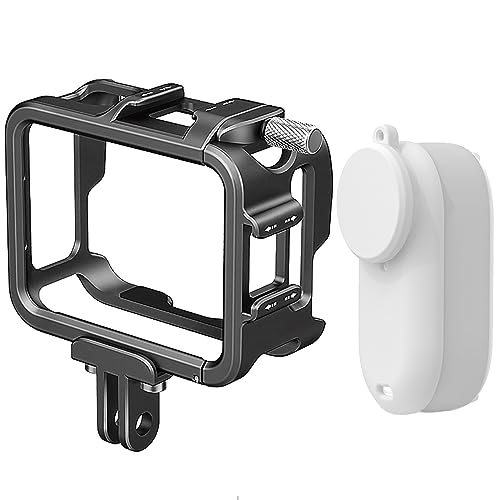 HUAYUWA Aluminiumrahmen Käfig kompatibel für Insta360 GO3 Metall langlebiges Gehäuse Käfig Schutzhülle für Insta 360 GO 3 Action Kamera Zubehör, Schwarz , Taschen-Organizer von HUAYUWA