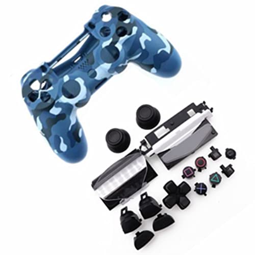 HUAYUWA Kunststoff Game Controller Gehäuse (Camouflage Blue) mit Tasten Ersatzset passend für PlayStation 4 Slim 4.0 JDS-040 JDM-040 (V1 Version) von HUAYUWA