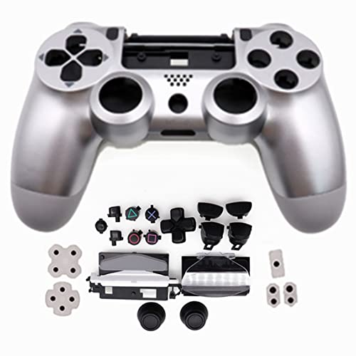 HUAYUWA Kunststoff Game Controller Gehäuse (Silber) mit Tasten Ersatz Set passend für PlayStation 4 Pro 5.0 JDS-050 JDS-055 JDM-050 JDM-055 (V2 Version) von HUAYUWA