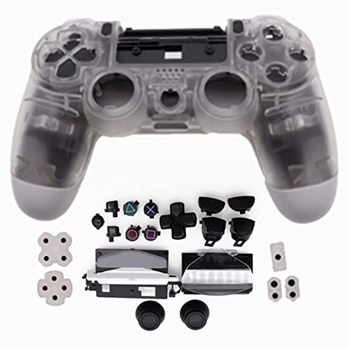 HUAYUWA Kunststoff-Game-Controller-Gehäuse (transparent) mit Tasten, Ersatz-Set, passend für PlayStation 4 Pro 5.0 JDS-050 JDS-055 JDM-050 JDM-055 (V2 Version) von HUAYUWA