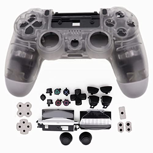 HUAYUWA Kunststoff Game Controller Gehäuse (Transparent) mit Tasten Ersatzset passend für PlayStation 4 Pro 5.0 JDS-050 JDS-055 JDM-050 JDM-055 (V2 Version) von HUAYUWA