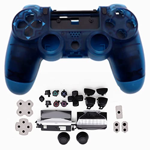 HUAYUWA Kunststoff Game Controller Gehäuse (Transparent Blue) mit Tasten Ersatz Set passend für PlayStation 4 Pro 5.0 JDS-050 JDS-055 JDM-050 JDM-055 (V2 Version) von HUAYUWA
