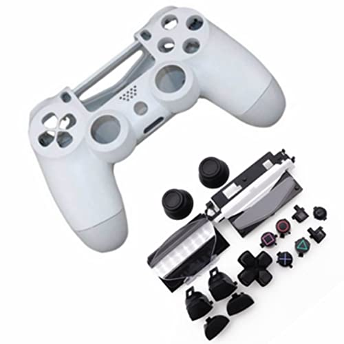 HUAYUWA Kunststoff Game Controller Gehäuse (weiß) mit Tasten Ersatz Set passend für PlayStation 4 Slim 4.0 JDS-040 JDM-040 (V1 Version) von HUAYUWA