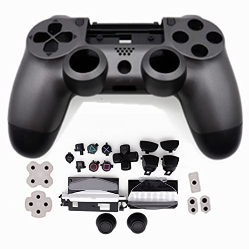 HUAYUWA Kunststoffgehäuse für Game-Controller, Stahlfarbe, mit Tasten, Ersatz-Set, passend für PlayStation 4 Pro 5.0 JDS-050 JDS-055 JDM-050 JDM-055 (V2 Version) von HUAYUWA