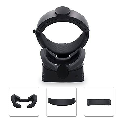HUAYUWA VR-Gesichtspad-Anzug-Set passend für Oculus Rift S Headset-Zubehör, 1 Silikon-Schutzhülle + 1 Frontschaum + 1 hintere Schaumstoff-Silikonabdeckung (schwarz) von HUAYUWA