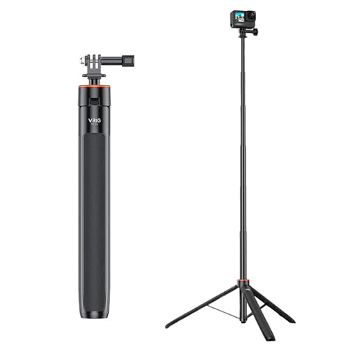HUAYUWA Verlängerungsstange, verstellbarer Selfie-Stick für Insta360 X5/X4/X3/X2/GO3, kardanische Verlängerungsstange, kompatibel mit DJI Action5/Action4/Pocket3 Action-Halterung (55 Zoll) von HUAYUWA