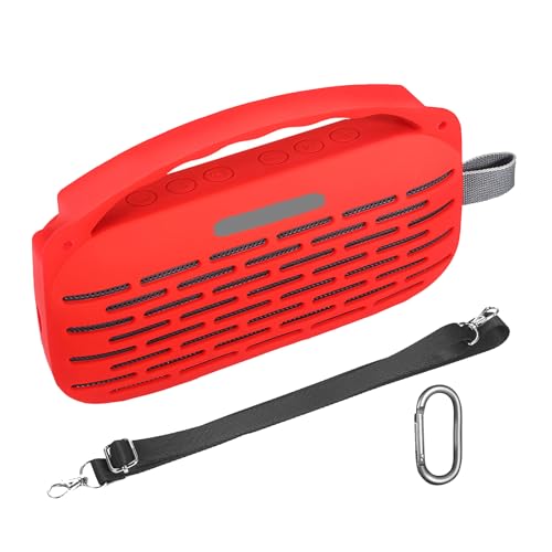 HUAYUWA Weiche Silikon-Schutzhülle, kompatibel mit Bose SoundLink Flex 2. Generation (Gen 2), tragbarer Bluetooth-Lautsprecher, weiche Schutzhülle, Tragetasche, Outdoor-Lautsprecher-Zubehör, Rot von HUAYUWA
