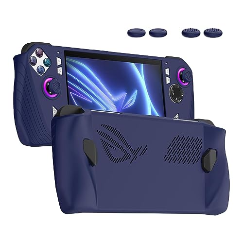 HUAYUWA Weiche Silikon-Schutzhülle passend für ASUS Rog Ally 7" Gaming Handheld 2023 Rundum-Schutzhülle mit Joystick-Kappen Analog-Stick-Kappen Kratzfester, k von HUAYUWA