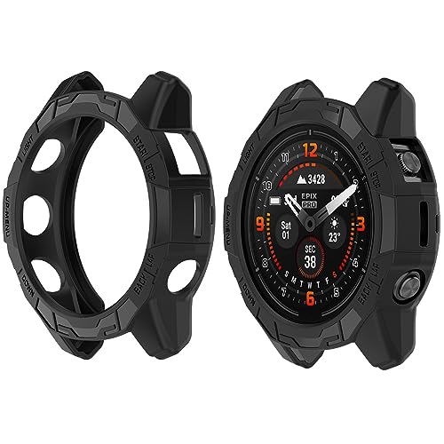 HUAYUWA Weiche TPU-Schutzhülle (schwarz + schwarz), kompatibel mit Garmin Epix Pro 42 mm/Fenix 7S PRO/Fenix 7S Smartwatch, Schutzhülle, Zubehör, 2 Stück von HUAYUWA