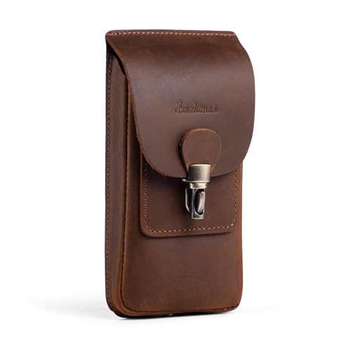 HUAZHIMAO Handy Gürteltasche,Herren Handytasche,Retro Weich Echtes Leder Handyhüllen Holster Tasche, Güerteltasche mit Gürtel Clip Kompatibel iPhone16 15 Pro Max, 15 Plus, Samsung von HUAZHIMAO