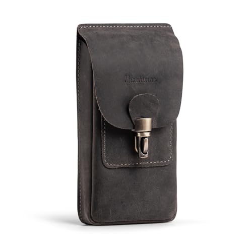 HUAZHIMAO Handy Gürteltasche Herren Holster für iPhone 16 15 14 Pro Max 16 Plus SE XR, Leder Handytasche Guerteltasche für Samsung Galaxy A72 A52 S20 S21 Halterung Mit Gürtelclip Gürtelschlaufe(Grau) von HUAZHIMAO