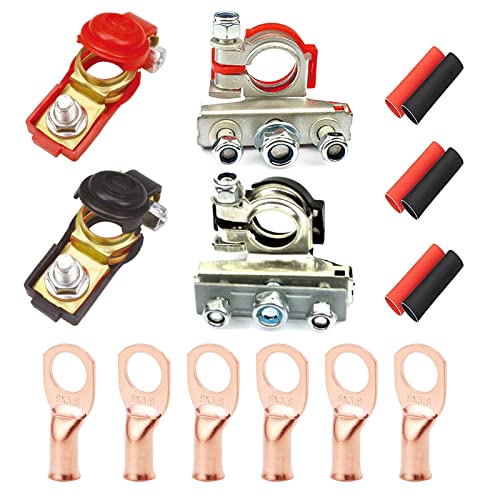 HUAZIZ 4 Stück Batterieklemmen Auto PKW Batterie Polklemmen Terminal Clamp Klemmen, Batterieklemme Positiv und Negativ Batterieanschluss Battery Terminal für Boot Van von HUAZIZ