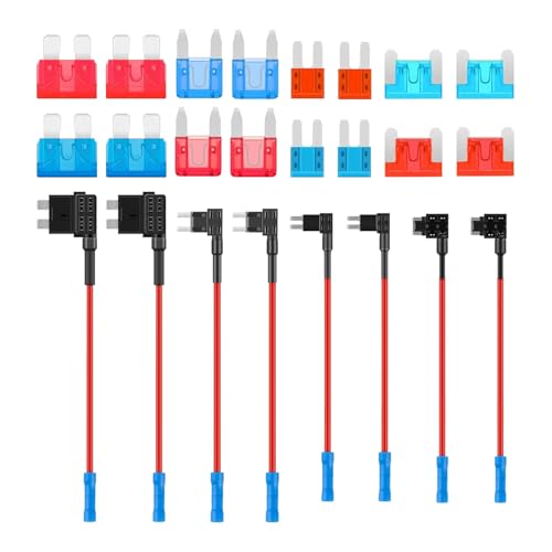 HUAZIZ 8 Stück Standard Mini Micro2 Niedriges Profil Stromdieb Sicherung KFZ 4 Werte,Piggyback Sicherungsadapter,Add a Circuit Flachsicherungsadapter Set,4 Typen ATO ATC ATM APM Stromdiebe von HUAZIZ
