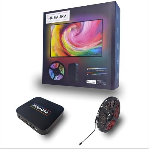 HUBAURA Sync Box HDMI 2.0 Hintergrundbeleuchtung, LED-Streifen Bildsynchronisation, LED-Lichtband für Fernseher 42–88 Zoll (83–88 Zoll) von HUBAURA