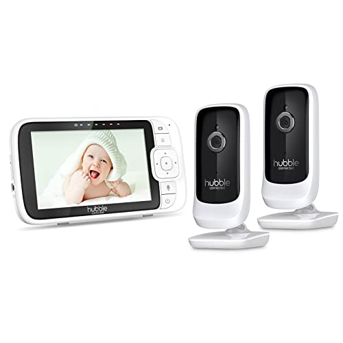 Hubble View Premium Twin 5 Zoll Babyphone 2 Kameras, digitaler Schwenk-Neigungszoom, 2-Wege-Talk, Raumtemperatur-Monitor, Twin-Babyphone mit Kameras und Nachtsicht, geteilter Bildschirm, 1000 Fuß Hubble View Premium Twin 5 Zoll Babyphone 2 Kameras, digitaler Schwenk-Neigungszoom, 2-Wege-Talk, Raumtemperatur-Monitor, Twin-Babyphone mit Kameras und Nachtsicht, geteilter Bildschirm, 1000 Fuß von HUBBLE CONNECTED