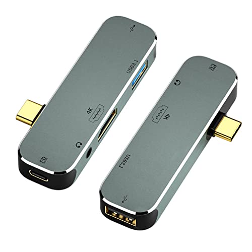 USB-C-Hub 5-in-1, Multiport-USB-C-Adapter mit 100 W PD-Aufladung + 10 Gbit/s USB 3.0 + Typ C + 3,55 mm AUX + USB 2.0 + HDMI 4K, Plug-in-Typ, Laptop USB C Port Expander von HUBEI