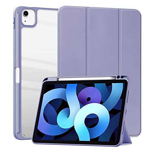 HUEZOE Hülle Kompatibel mit iPad Air 5 2022/iPad Air 4 2020 und iPad Pro 11 2021/2020/2018, Smart Cover mit Acryl Hartschale mit Stifthalter, Auto Sleep/Wake Funktion, Lavendel von HUEZOE