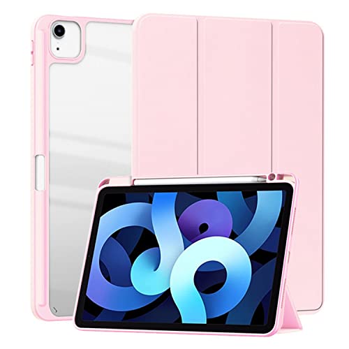 HUEZOE Hülle Kompatibel mit iPad Air 5 2022/iPad Air 4 2020 und iPad Pro 11 2021/2020/2018, Smart Cover mit Acryl Hartschale mit Stifthalter, Auto Sleep/Wake Funktion, Rosa von HUEZOE