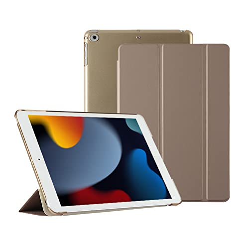 HUEZOE Schutzhülle kompatibel mit iPad 9,7 Zoll, 2018/2017 Modell, 6/5 Generation, Trifold-Halterung, ultradünn, Harte Schutzhüllen, Auto Wecker Schlaf, Gold von HUEZOE