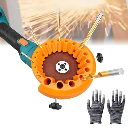 Neuer Bohrspitzenschärfer, verbesserte Bohrspitzenschärfer, Bohrspitzenschärfer für Bohrer von 2-13 mm und Schleifmaschine 115/125 mm, mit Handschuhen (orange) von HUFACAI