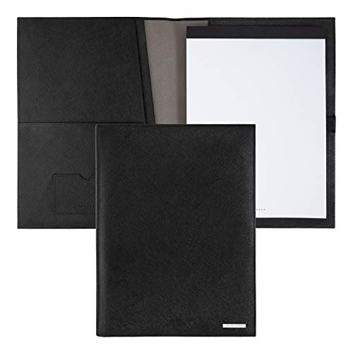 Hugo Boss A4 Schreibmappe Companion Black 40 Blätter, Schwarz, Leder, Maße: 240 x 320 x 25 mm, HLF008A von HUGO BOSS