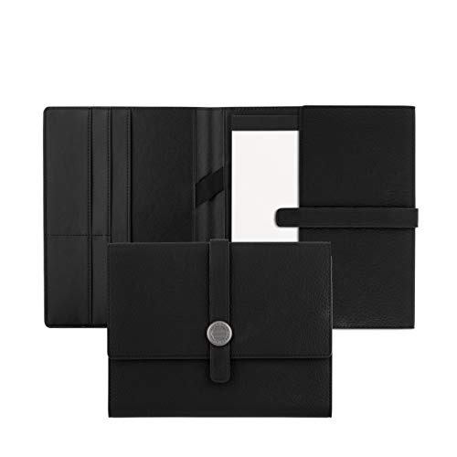 Hugo Boss A5 Schreibmappe Executive Black Schwarz Leder 40 Blatt Block, Maße: 245 x 209 x 37 mm, HDM004A von HUGO BOSS