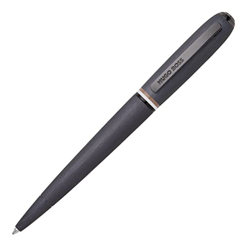 Hugo Boss Contour Iconic Kugelschreiber aus Messing und Aluminium in der Farbe Schwarz, Länge: 13,6cm, Minenfarbe: Blau, HSH3414D von HUGO BOSS