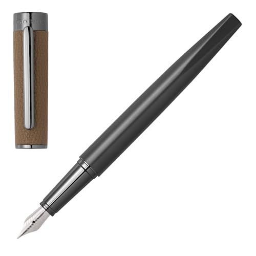 Hugo Boss Corium Füllfederhalter aus Polyurethan und Messing in der Farbe Camel, Länge: 14,2cm, Federstärke: M, HSU3892X von Hugo Boss