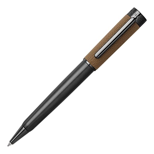 Hugo Boss Corium Kugelschreiber aus Polyurethan und Messing in der Farbe Camel, Länge: 14,2cm, Minenfarbe: Blau, HSU3894X von HUGO BOSS