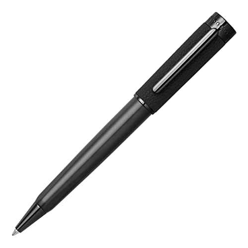 Hugo Boss Corium Kugelschreiber aus Polyurethan und Messing in der Farbe Schwarz, Länge: 14,2cm, Minenfarbe: Blau, HSU3894A von HUGO BOSS