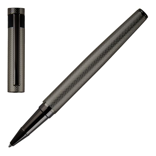 Hugo Boss Loop Diamond Tintenroller aus Messing in der Farbe Gun, Länge: 14,6cm, Tintenfarbe: Schwarz, HSW3675D von HUGO BOSS