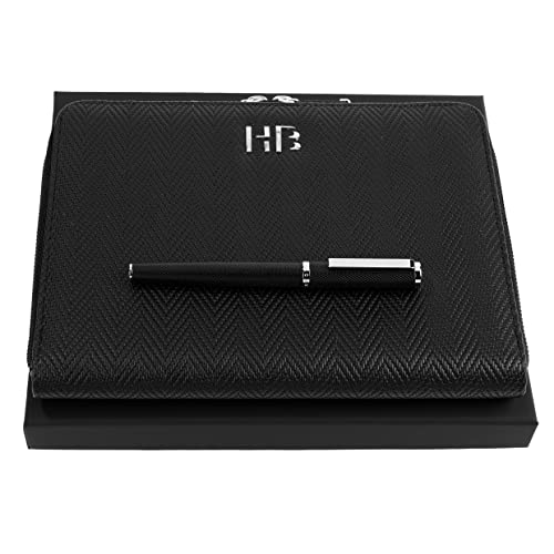 Hugo Boss Schreib-Set Herringbone HPMR106 (Tintenroller & A5 Konferenzmappe) | Geschenkbox von HUGO BOSS