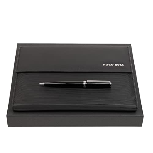 Hugo Boss Set Kugelschreiber & A5 Schreibmappe in der Farbe Schwarz, HPBM254A von HUGO BOSS