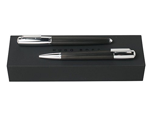 Hugo Boss Stifte Set Kugelschreiber-Set Pure Schwarz Messing Verchromte Akzente, HPBR683 von HUGO BOSS