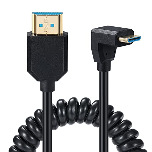 8K Mini HDMI auf HDMI 2.1 Spiralkabel, Federgold, HDMI auf Mini HDMI-Kabel, 8K @ 60Hz 48Gbit/s, unterstützt dynamische HDR für Kameras, Camcorder, Tablet-Grafik/Grafikkarte, Laptop, Raspberry Pi (Up) von HUHANGGod