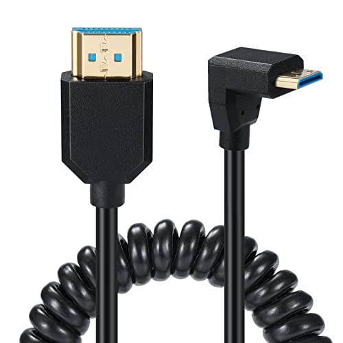 8K Mini HDMI auf HDMI 2.1 Spiralkabel, Federgold, HDMI auf Mini HDMI-Kabel, 8K @ 60Hz 48Gbps, unterstützt dynamische HDR für Kameras, Camcorder, Tablet-Grafik-/Grafikkarte, Laptop, Raspberry Pi (Down) von HUHANGGod