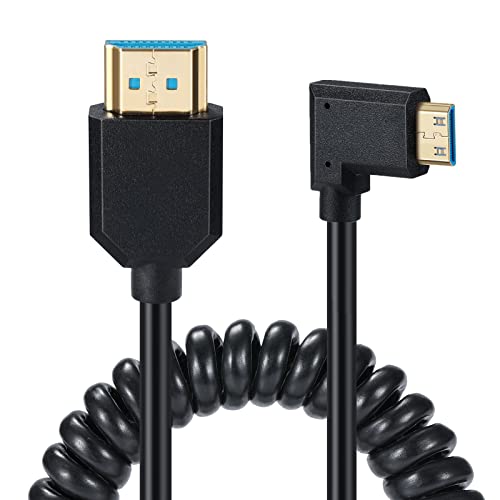 8K Mini HDMI auf HDMI 2.1 Spiralkabel, Federgold, HDMI auf Mini HDMI-Kabel, 8K @ 60Hz 48Gbps, unterstützt dynamische HDR für Kameras, Laptop, Raspberry Pi (links) von HUHANGGod