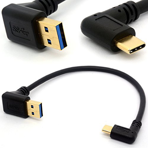 CentBest 90 Grad USB 3.0 zu Typ C rechts/links abgewinkelt männlich Kabel vergoldet USB C Verlängerungskabel Datentransfer Sync Ladegerät führen (TypeC 90°-USB3.0 Up) von HUHANGGod