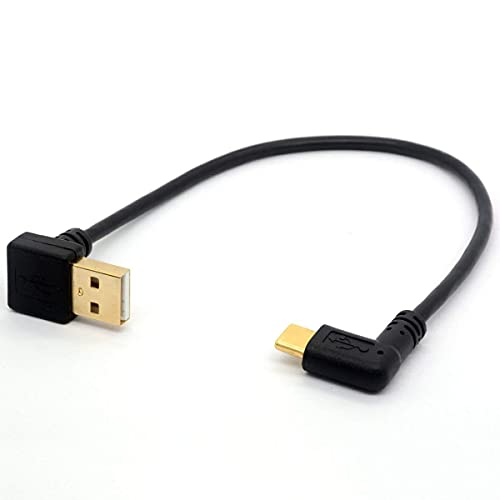 CentBest Vergoldet USB C Kabel 90 Grad USB 2.0 zu Typ C Rechts/Links Winkel Männlich Verlängerungskabel Datenübertragung Sync Ladegerät führen (90°Type C-USB 2.0 Down) von HUHANGGod