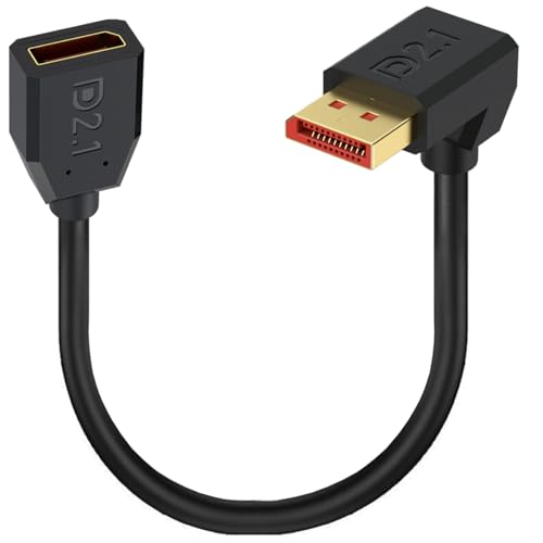 HUHANGGod DisplayPort Verlängerungskabel unterstützt 16K@60Hz, 8K@60Hz Display Port 2.1 Stecker zu Buchse Kabel, 52Gbps DP zu DP verlängertes Kabel für Gaming Monitor, Grafik, PC 15cm (Down) von HUHANGGod