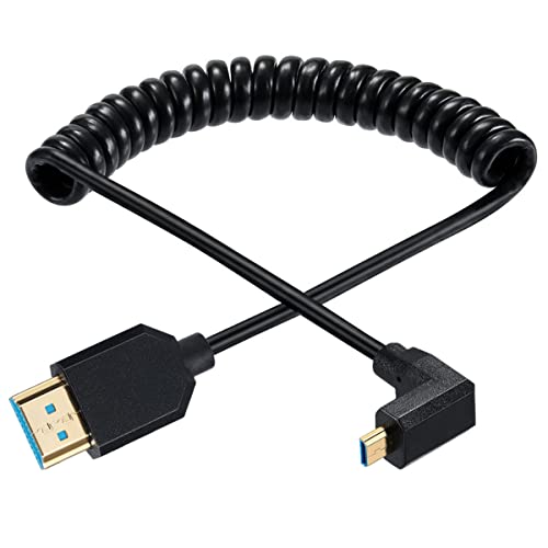 Gold Micro HDMI auf HDMI 2.1 Spiralkabel, 8K@60Hz 4K@120Hz 48Gbps Ultra Thin Hdmi Male to Micro Hdmi Male Spring Cable, Support Dynamic HDR, for Video HD Call 4FT/1.2M von HUHANGGod